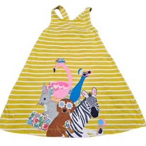 Mini Boden 3-4y Yellow Striped Summer Animals Applique Dress